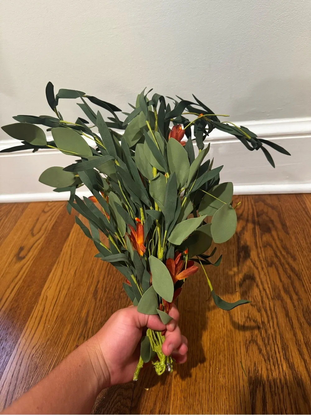 Artificial Orange Eucalyptus Spray - Decorative Home Accent